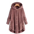 thumbnail image 1 of Womens Cardigan Plus Size Button Plush Tops Hooded Loose Cardigan Wool Coat Winter Jacket Navy Xl, 1 of 7