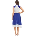 thumbnail image 2 of Sholeno Women Lyrical Dance Dress Sleeveless Asymmetrical Hem Leotard Dresses Ballroom Rhythmic Royal Blue&White L, 2 of 5