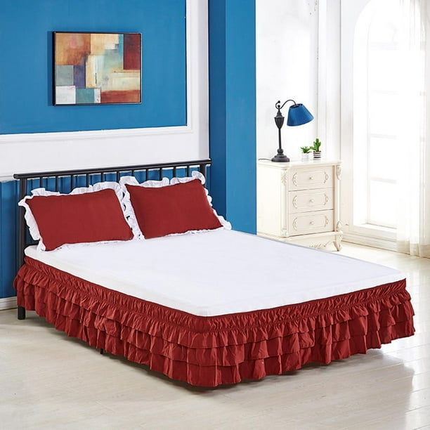 Falda de cama de banda elástica Yotijar 100x200cm Color Vino