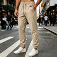 thumbnail image 2 of HOMADLES Mens Casual Joggers Elastic Waist Quick Dry Sports Pants Mesh Breathable Side Pocket Fashion Pants Khaki Size L, 2 of 5