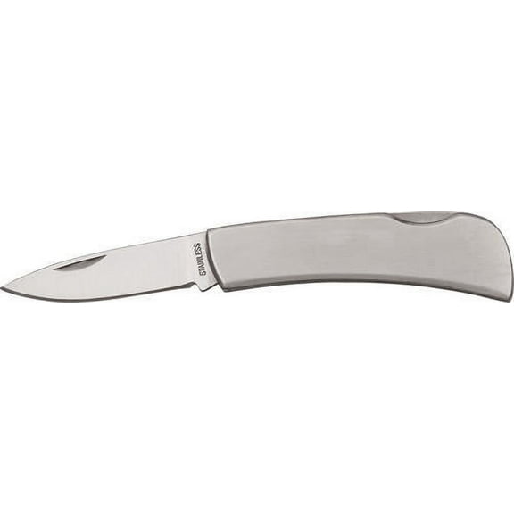 Rite Edge 2.5" Small Flat Engravable Silver Stainless Steel Folding Pocket Knife with Lock-Back Design