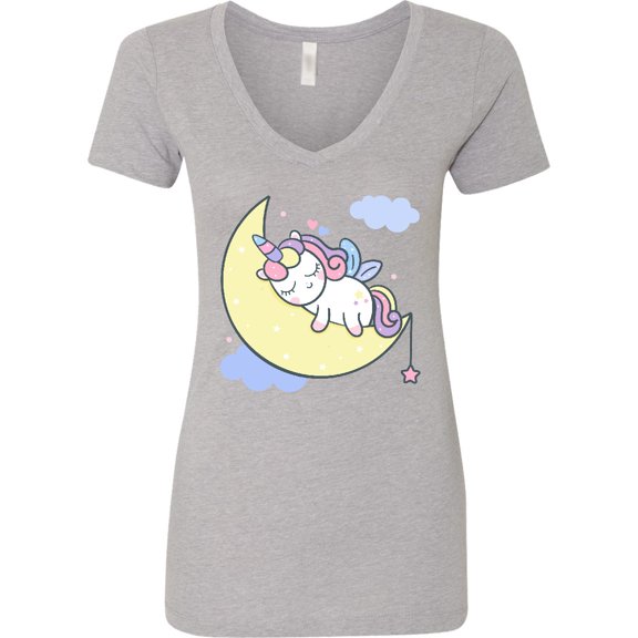 Inktastic Unicorn Moon Women's V-Neck T-Shirt