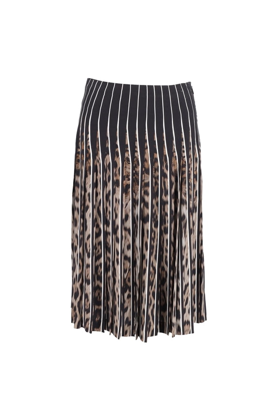 Pre-Owned Roberto Cavalli Pleated Leopard Print Skirt in Animal Print Silk