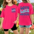 thumbnail image 2 of LRen Girls Short Sleeve T-Shirts Kids Letter Print Shirts Cute Summer Basic Tees Tops Soft Fashion Crewneck Tees, 2 of 5