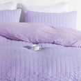 thumbnail image 2 of NC Home Fashions 3-Pieces Seersucker Duvet Cover Set, Queen- for Comforter/Quilt/Blanket, with Zipper & Corner Ties-Luxurious, breatable and Ultra soft (Queen, Violet), 2 of 5