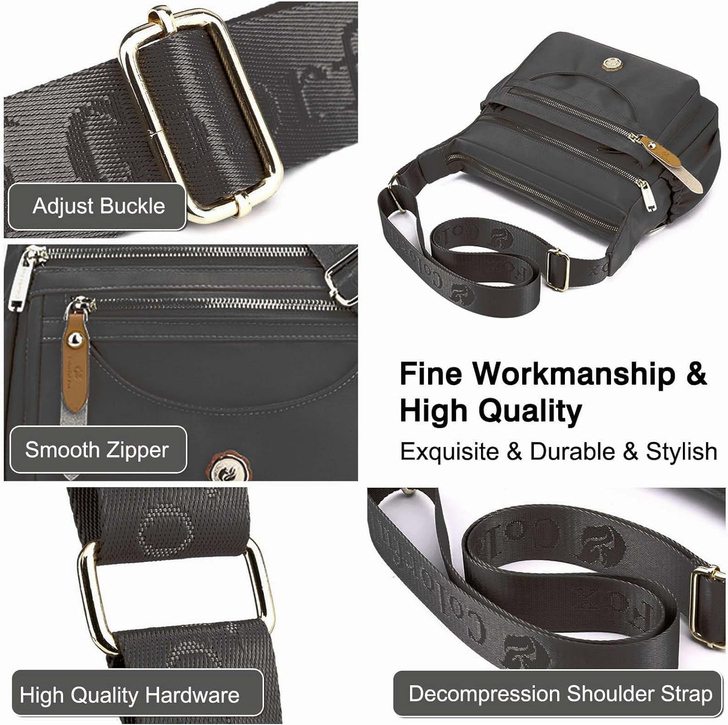 Crossbody Bags for Women Multi-Pockets Shoulder Bag Purses Waterproof Travel Satchel