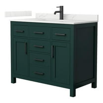 Beckett 42" Green Single Vanity & Giotto Quartz Top (1-Hole) & Black Trim