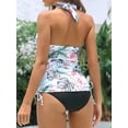 thumbnail image 3 of Charmo Womens Halter V Neck Tankini Bathing Suits Side Drawstring Two Piece Swimsuits, 3 of 7