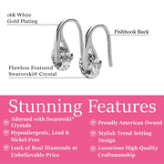 Cate & Chloe McKayla 18k White Gold Plated Drop Earrings with Swarovski Crystals Gift for Women