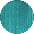 thumbnail image 1 of Ahgly Company Machine Washable Indoor Round Abstract Turquoise Blue Contemporary Area Rugs, 7' Round, 1 of 4
