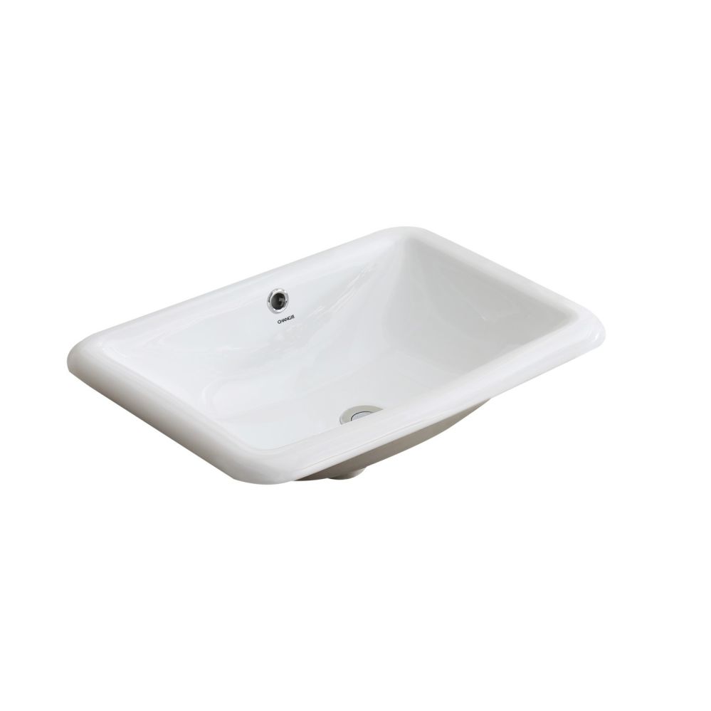 Kepooman 1027W Top Mount Vanity Sink, Porcelain Drop in Basin for Bathroom, White, 22" x 15"