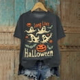 thumbnail image 2 of felwors Womens Fall Pumpkin Shirt Cute Ghost Spooky Short Sleeve Witch T-Shirts Halloween Graphic Tees Dark Gray, L, 2 of 4