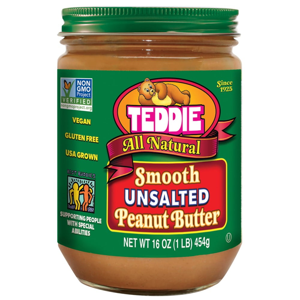 Teddie All Natural Smooth Unsalted Peanut Butter, 16 oz
