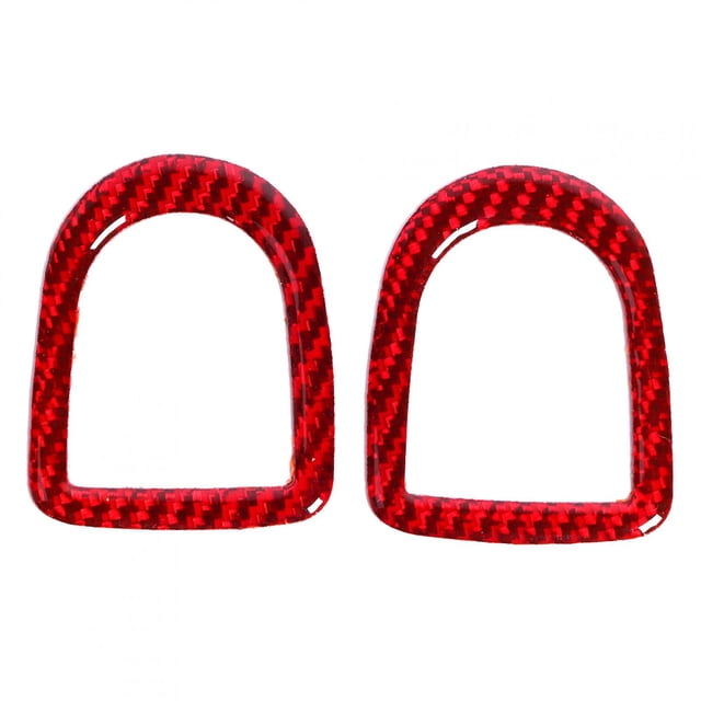 2pcs Carbon Fiber Door Lock Pin Trim Button Knob Frame Cover Auto Interior Decor Refitting Fit for Ford Mustang 2009‑2013 Red