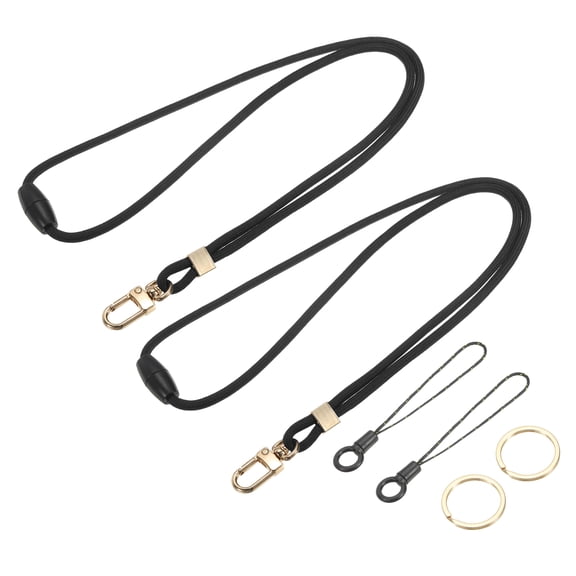 Uxcell Neck Lanyard Strap for Keys, Adjustable ID Badges Holder Long Keychain Lanyard with Metal Buckle, Black 2Pcs