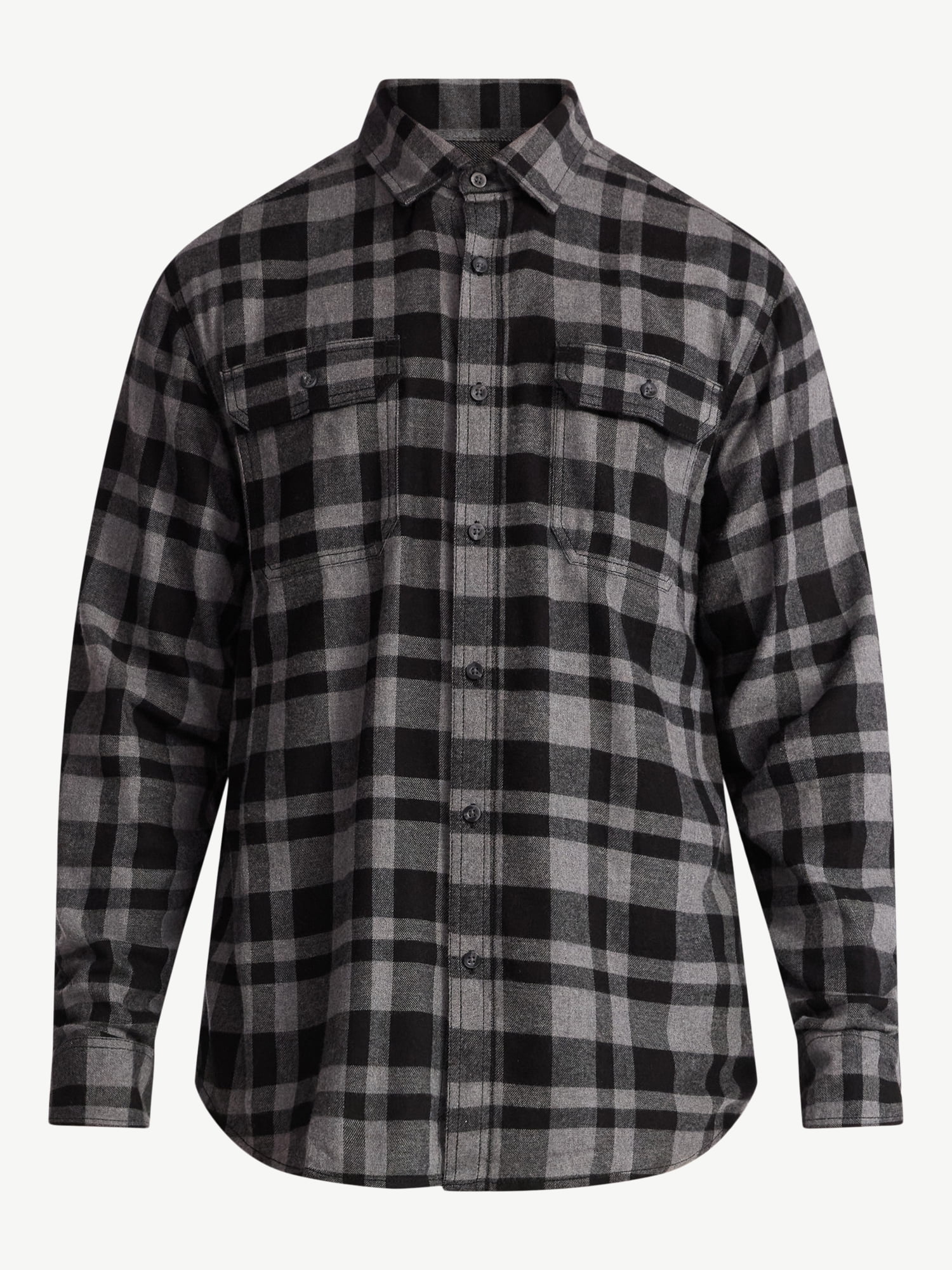 George Men's and Big Men's Double Pocket Flannel Shirt, 2 Pack, Sizes XS-3XLT