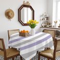 thumbnail image 3 of Purple Grey Stripe Table Cloth Waterproof Tablecloths, Modern Farmhouse Vertical Striped Tablecloth Dining Table Cover for Kitchen Party Tabletop Outdoor, Square Tablecloth 60x60 Inch, 3 of 9