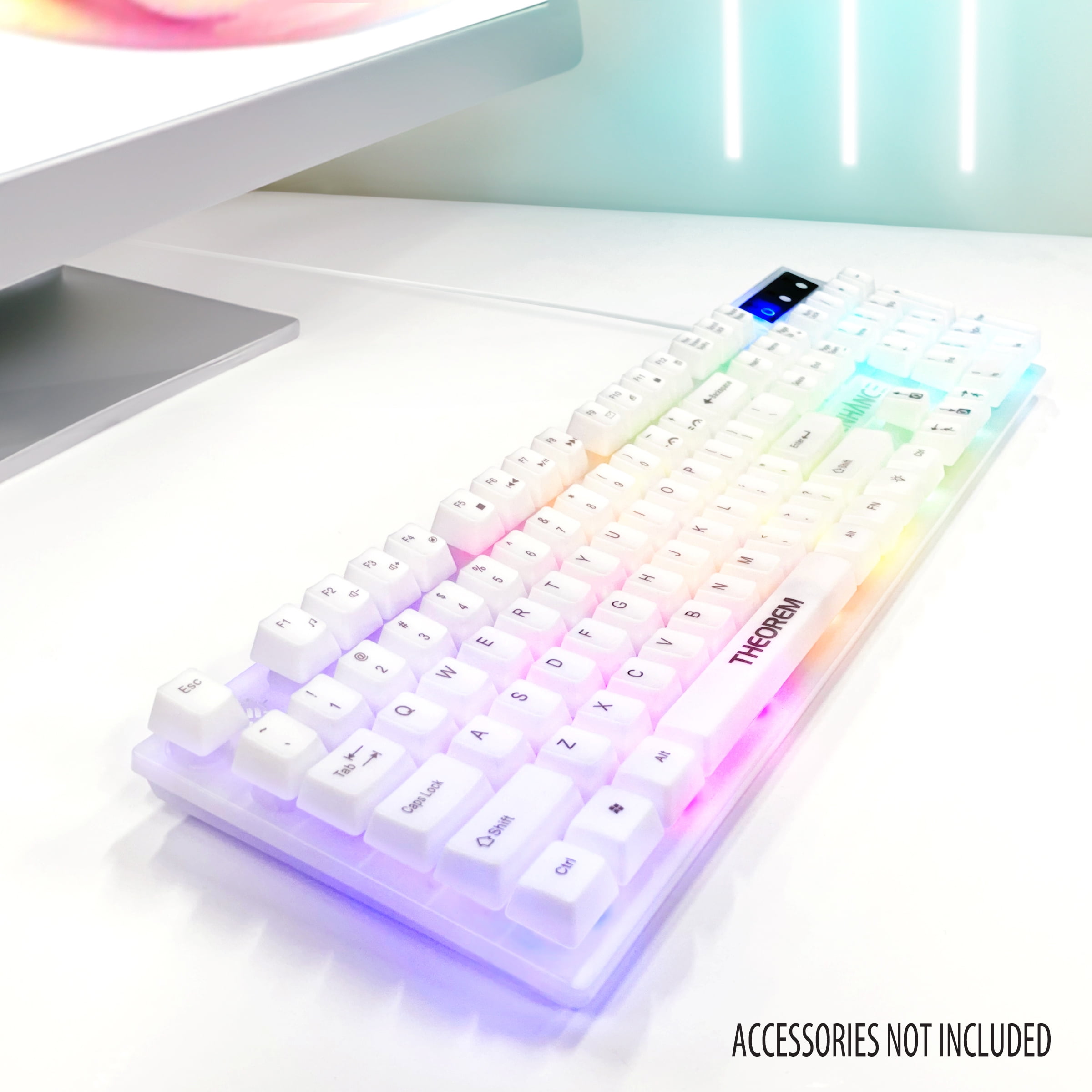 ENHANCE Theorem 3 White Keyboard - Gaming Keyboard with a White Design, Mechanical Feeling Keyboard