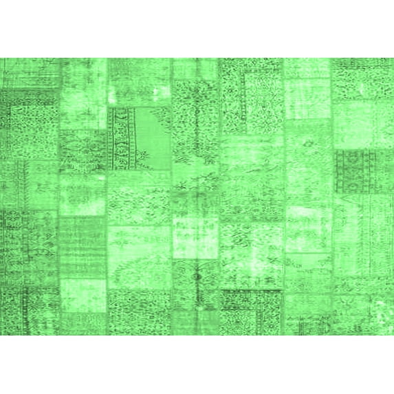 Ahgly Company Indoor Rectangle Patchwork Emerald Green Transitional Area Rugs, 5' x 7'