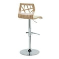thumbnail image 6 of LumiSource Chrome Metal, Zebra Wood, Cream PU Folia Adjustable Barstool - Set of 2, 6 of 6