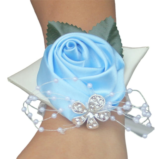 pitrice Rouleau de Roses Feuille Poignet Fleur Mariage Sœurs Groupe Poignet Fleur Strass Tissu Poignet Fleur