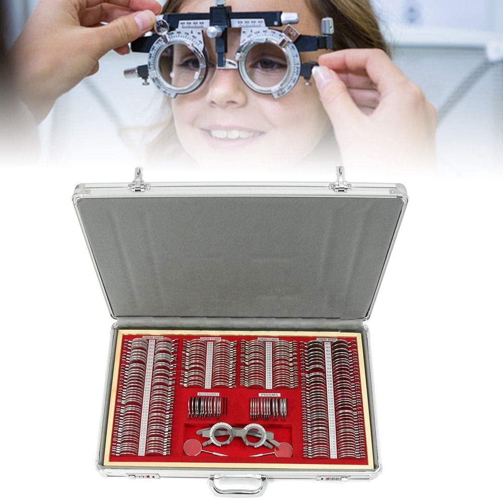 Fichiouy 266 Pcs Optical Trial Lens Set Metal Rim Optometry Kit with