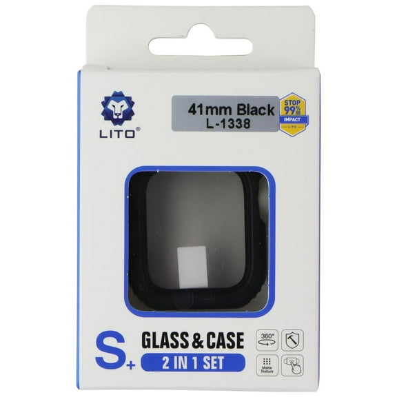 LITO S  Glass & Rugged Case for Apple Watch Series 9/8/7 (41mm) - Black (L-1338)