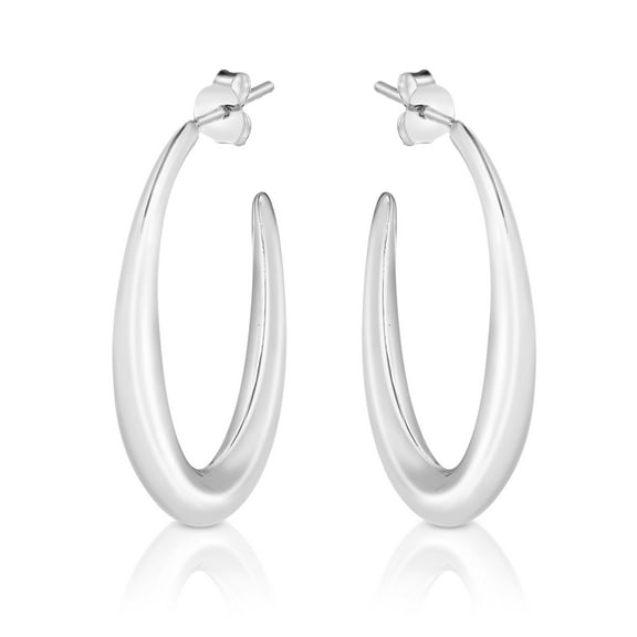 Trendy Sleek Half Hoop .925 Sterling Silver Earrings