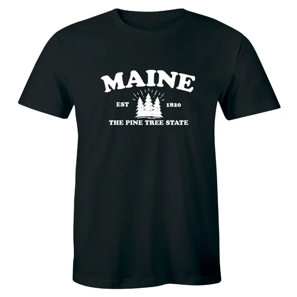 Maine Est 1820 The Pine Tree State Map Tourist Travel Souvenir Unisex T-Shirt E00235, up to size 5XL