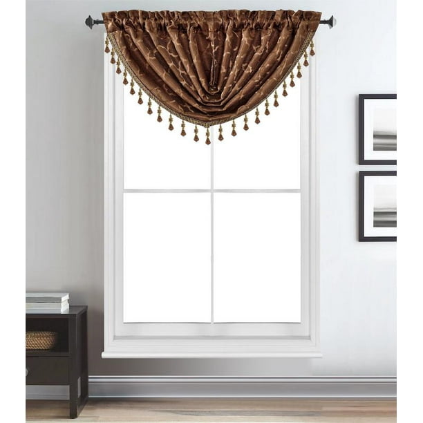 Ayala Jacquard Rod Pocket Window, How To Hang Waterfall Valance Curtains In Living Room