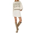thumbnail image 2 of hirigin Women Casual Knitted Sweater, Round Neck Long Sleeve Stripe Letter Printed Loose Pullover Tops, 2 of 8