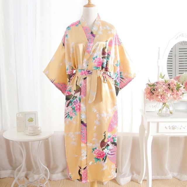 Lingerie Aguichant Kimono Imprimé pour Femmes Peignoir Robe de Bain Nuisette Taille Unique