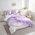 thumbnail image 3 of Feelyou Adult Chic Marble Bedding Comforter Set 7pcs, Abstract Ombre Purple Queen Bedding Sets, Fashion Marbling Theme Reversible Queen Sheet Sets, Ultra Soft Bedroom Decor, 3 of 7