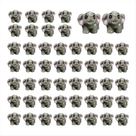 Rollbacks & More 50Pcs Mini Animals Figurines Resin Tiny Animal Miniatures Wild Miniature(Elephant)