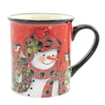 thumbnail image 5 of Tabletop Christmas Lodge Snowman Mug Ceramic Pine Trees Birds Beverage 29042, 5 of 5