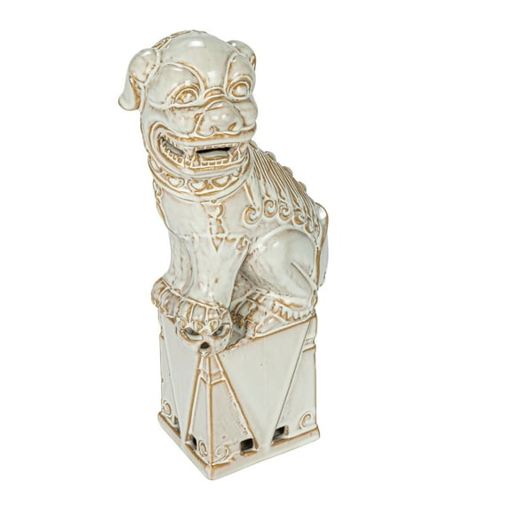 Creative Co-Op Stoneware Vintage Reproduction Guardian Lions Décor and Bookends, White