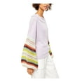 thumbnail image 3 of FREE PEOPLE Womens Purple Color Block Long Sleeve Boat Neck Sweater Size: S, 3 of 3