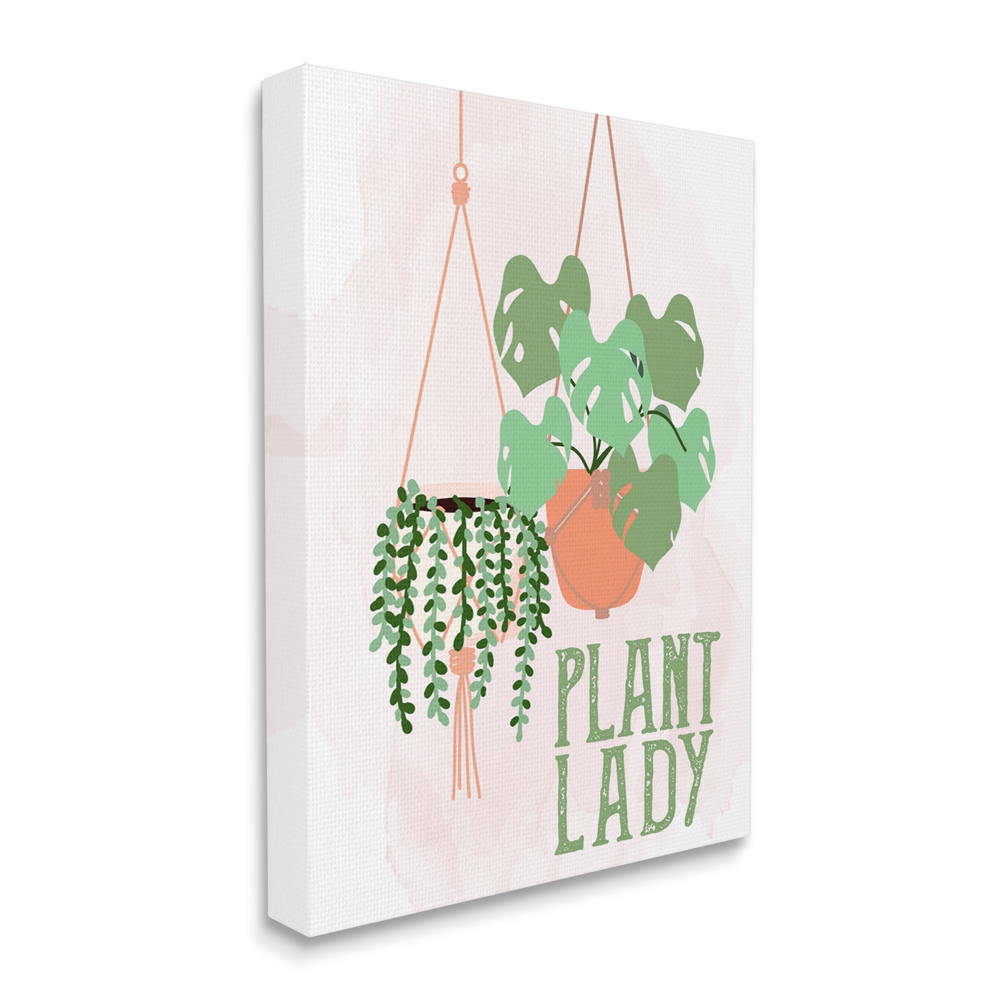 Stupell Industries Casual Plant Lady Hanging Green Potted Vegetation Graphic Art Gallery Wrapped Canvas Print Wall Art, Design by Kim Allen