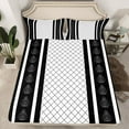 thumbnail image 2 of jejeloiu Vintage Damask Flowers Queen Sheet Sets,Abstract Geometric Thombus Flat Sheet,Black White Striped Queen Fitted Sheet For Kids,Breathable Home Decor,4 Pieces, 2 of 7