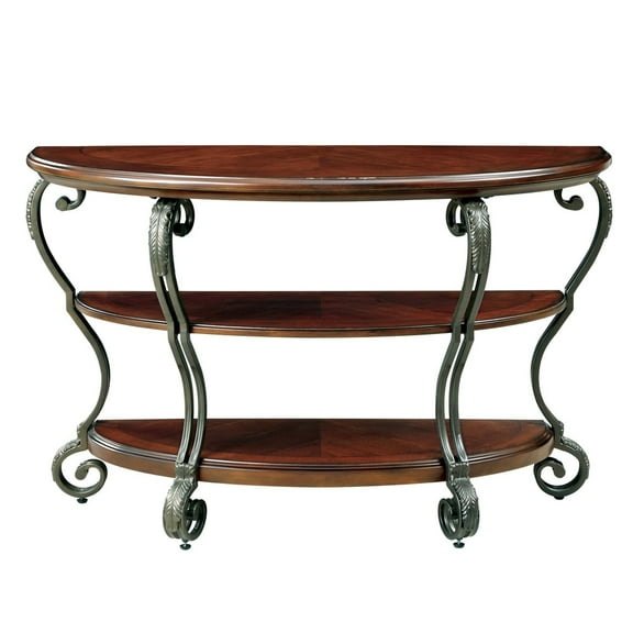Furniture of America Azea Traditional Wood 2-Shelf Console Table Brown Cherry