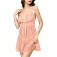 thumbnail image 2 of Levmjia Womens Mesh Lace Nightgown Deep V Neck Spaghetti Strap Flared Mini Slip Dress Lightweight Breathable Indoor Sleeping Loose Swing Elegant Home Solid Color, 2 of 6