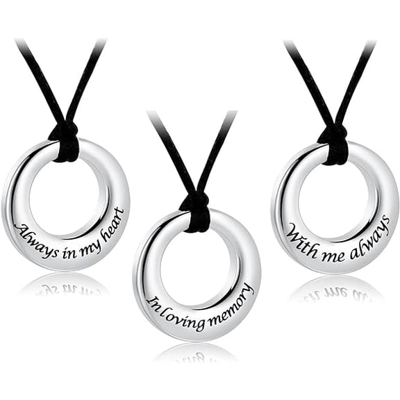 3 Pack Urn Necklaces for Ashes Circle of Life Cremation Pendant Eternity Memorial Jewelry for Women Men Personality Carved Keepsake Gift