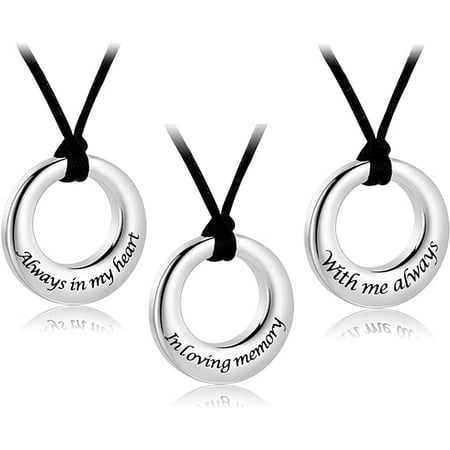 3 Pack Urn Necklaces for Ashes Circle of Life Cremation Pendant Eternity Memorial Jewelry for Women Men Personality Carved Keepsake Gift