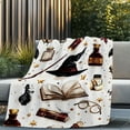 thumbnail image 6 of Thickened Flannel Blanket - Soft All-Season Throw with Wizard Wand, Owl & Potion Designs - Velvet-Like Bedspread for Adults Teens Pets, Home Travel Camping Halloween Gift, Machine Washable, 6 of 10