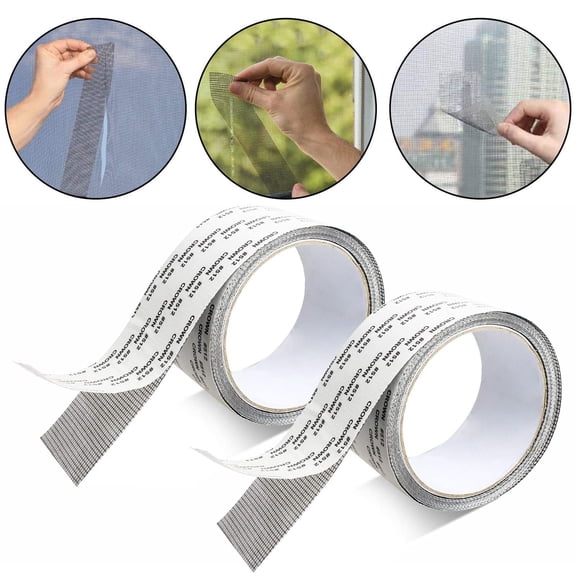 2pcs Window Screen Repair Kit Tape,Strong Adhesive & Waterproof Fiberglass Covering Wire Mesh Repair Patch Tool,for Window Screen and Screen Door Tears Holes Screen,5*200cm/2*78.7in