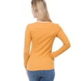 thumbnail image 3 of MixMatchy Women's Solid Long Sleeve V-Neck Half Button Down Thermal Knit Top, 3 of 6