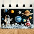 thumbnail image 4 of Outer Space Astronaut Birthday Party Backdrop Kids Boys Space Theme Birthday Party Photography Background Universe Planet Rocket Stars School Activity Shoots Video Props, 4 of 4