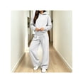 thumbnail image 7 of Zynoxe Womens Sweatsuits 2 Piece Set Long Sleeve Hooded Sweatshirt & Elastic Drawstring Waist Sweat Pants Suit Versatile Solid Color Tracksuit Set Lightweight Fall Winter Suit Set with Pockets Navy L, 7 of 7