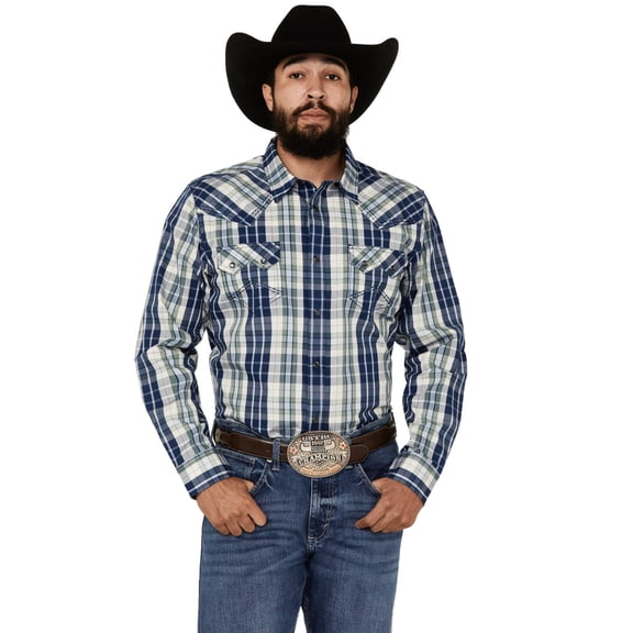 Cody James Men's Cole Plaid Print Long Sleeve Pearl Snap Western Shirt - CJSP24W76-CRM Medium