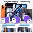 thumbnail image 6 of 3Pcs USB C Wall Chargers with 3Pcs 6FT Braided USB C Charging Cables Type C Charger Cords, USB C Wall Adapter Compatible with iPhone 17/16/15 Pro Max iPad Pro Galaxy S26 Android, Purple, 6 of 7
